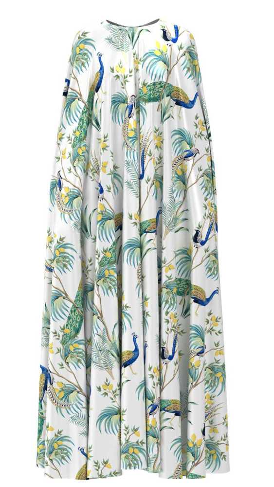 Peacock Print 100% Mulberry Silk Satin Pattern #13