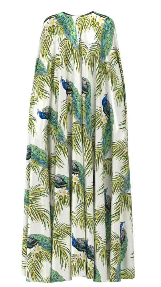 Peacock Print 100% Mulberry Silk Satin Pattern #12