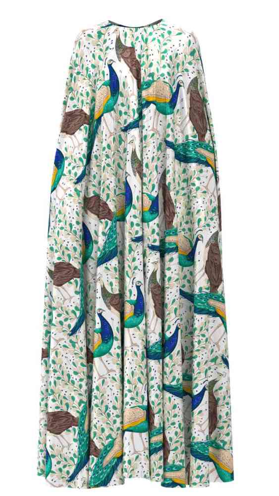 Peacock Print 100% Mulberry Silk Satin Pattern #07