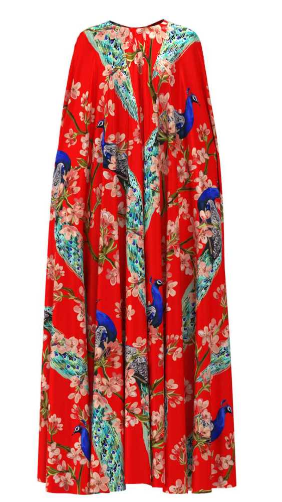 Peacock Print 100% Mulberry Silk Satin Pattern #06