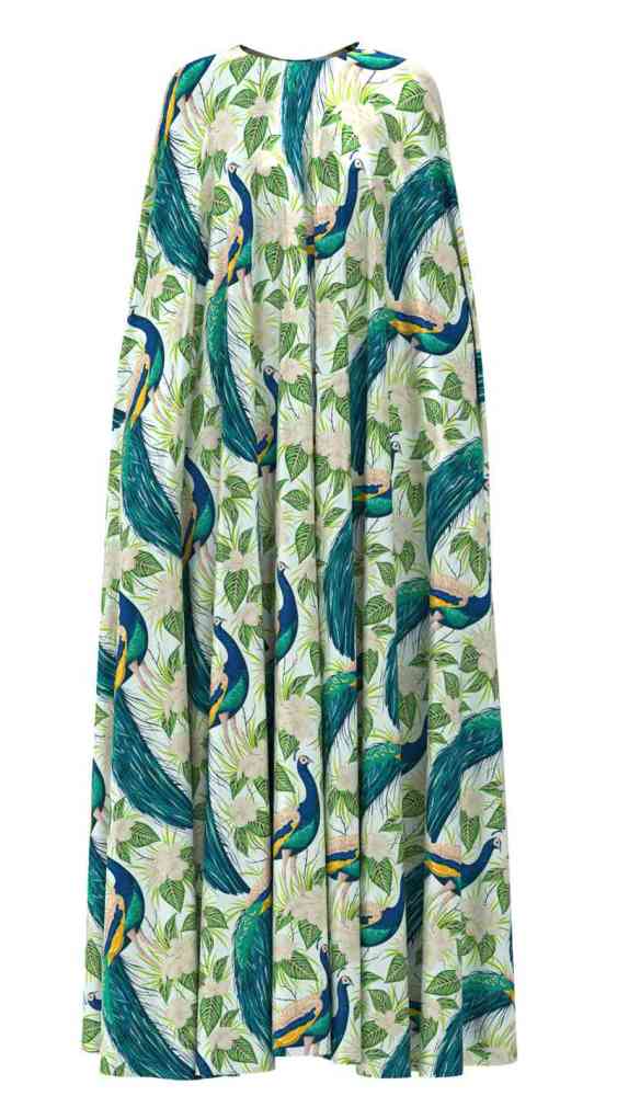 Peacock Print 100% Mulberry Silk Satin Pattern #10