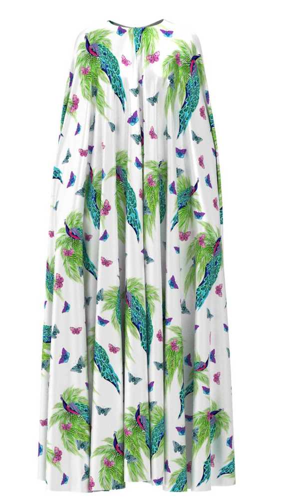 Peacock Print 100% Mulberry Silk Satin Pattern #09