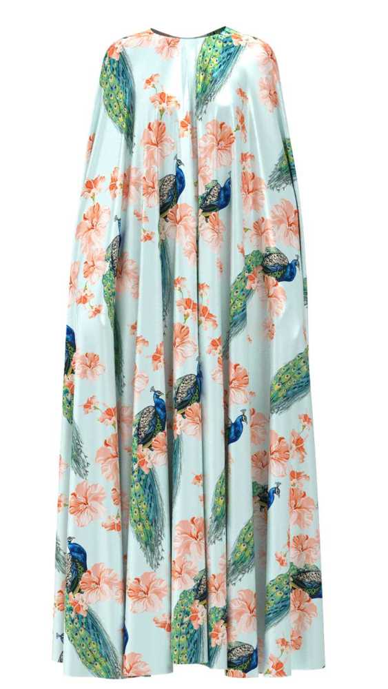 Peacock Print 100% Mulberry Silk Satin Pattern #11