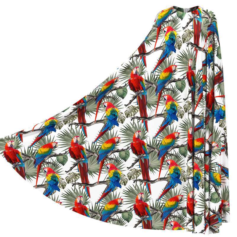 Parrot Print 100% Mulberry Silk Satin Pattern #04