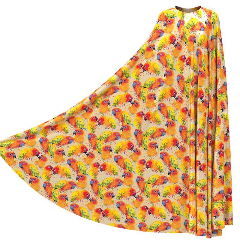 Parrot Print 100% Mulberry Silk Satin Pattern #08