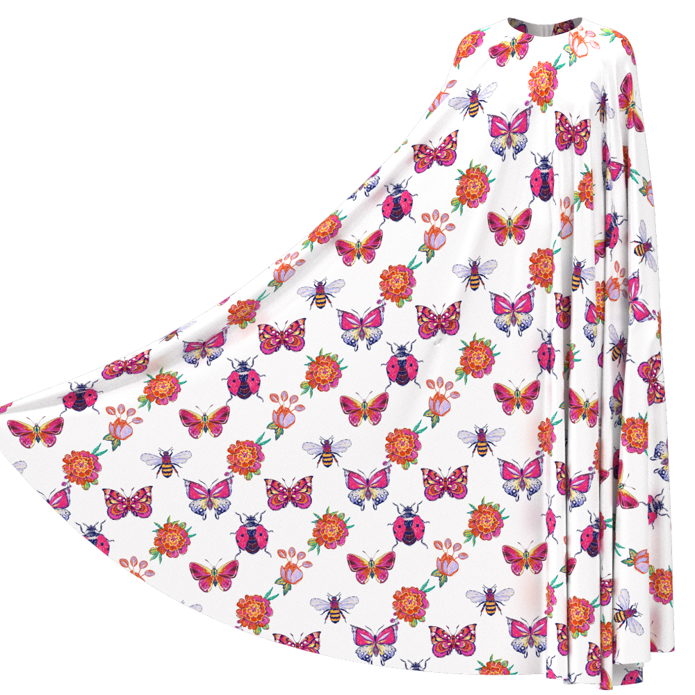 Butterfly Print 100% Mulberry Silk Satin Pattern #08