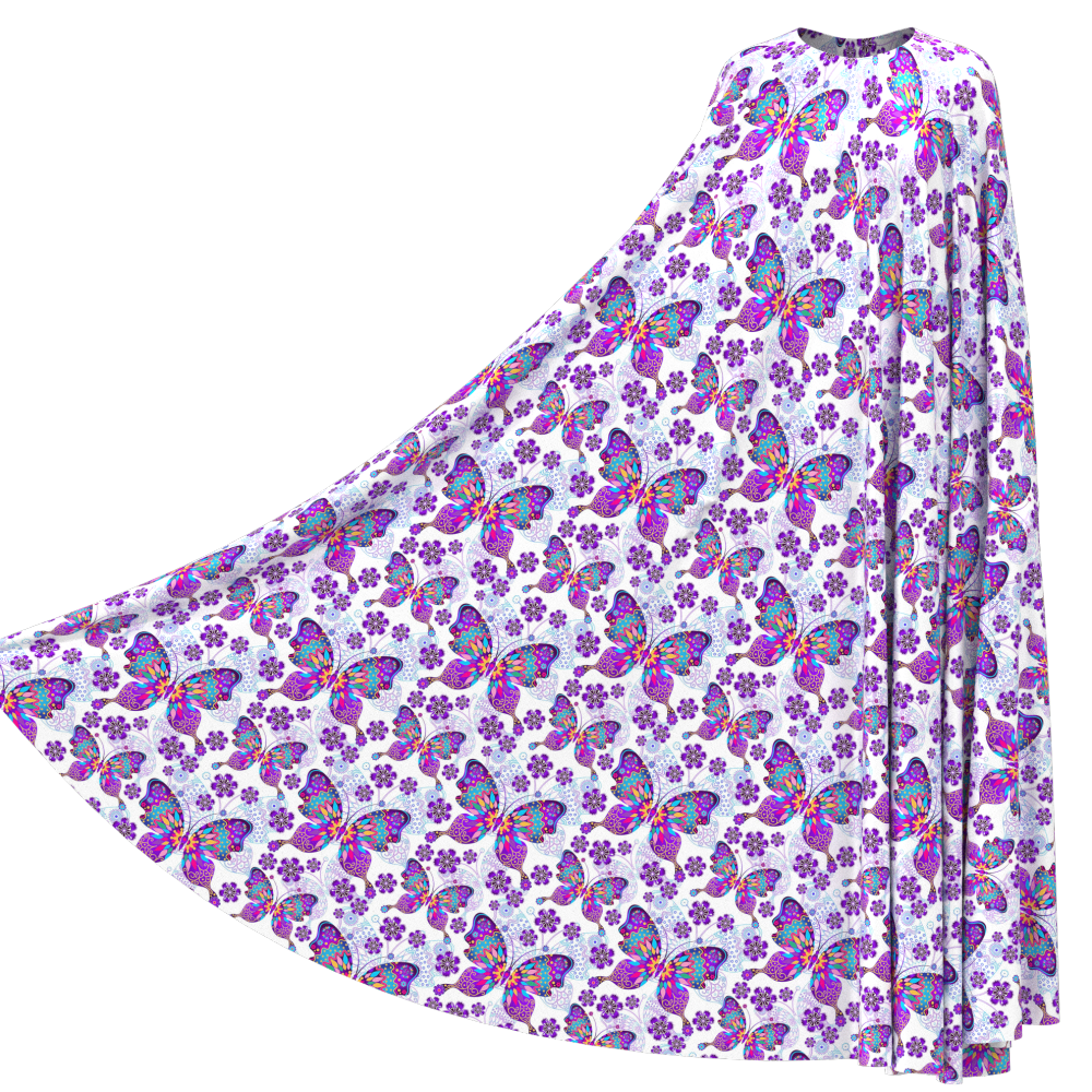 Butterfly Print 100% Mulberry Silk Satin Pattern #02