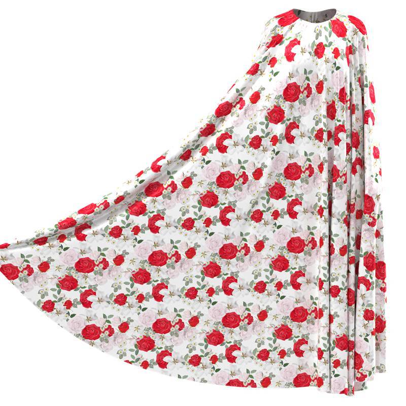 Red Rose Print 100% Mulberry Silk Satin pattern #07