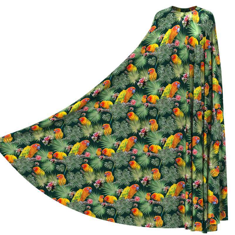 Parrot Print 100% Mulberry Silk Satin Pattern #02