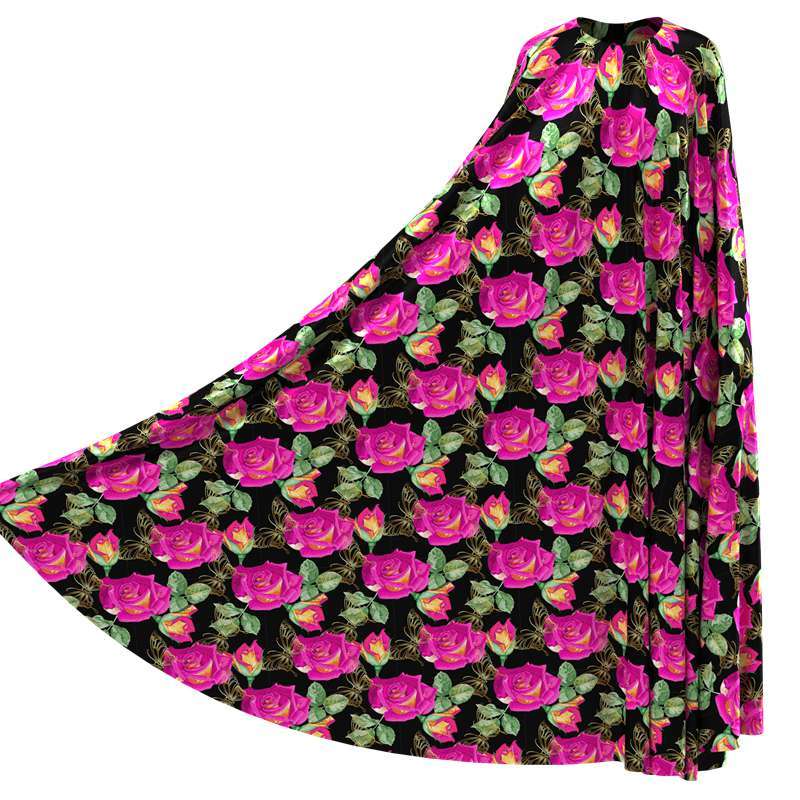 Pink Rose Print 100% Mulberry Silk Satin pattern #03