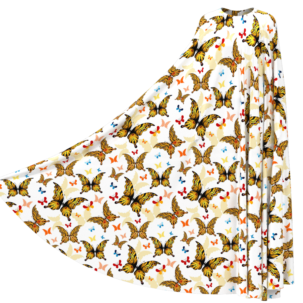 Butterfly Print 100% Mulberry Silk Satin Pattern #04