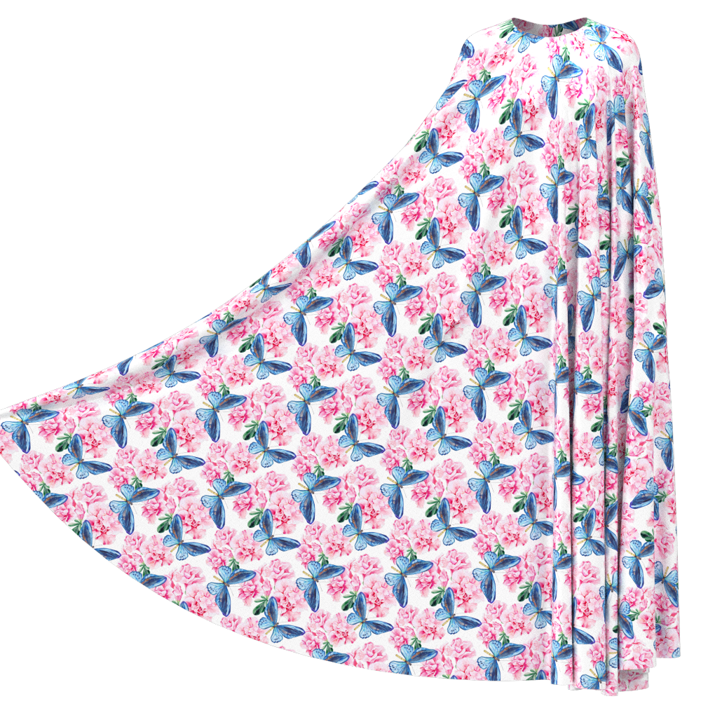 Butterfly Print 100% Mulberry Silk Satin Pattern #03