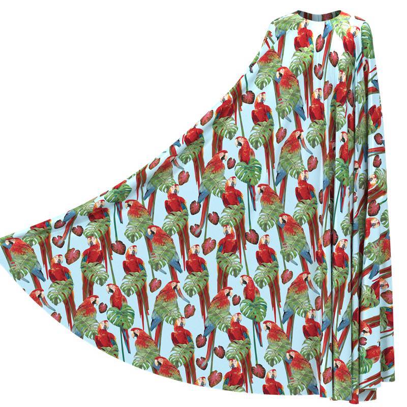 Parrot Print 100% Mulberry Silk Satin Pattern #05