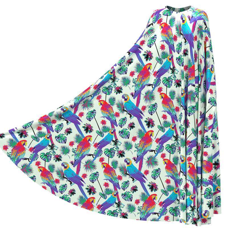 Parrot Print 100% Mulberry Silk Satin Pattern #07