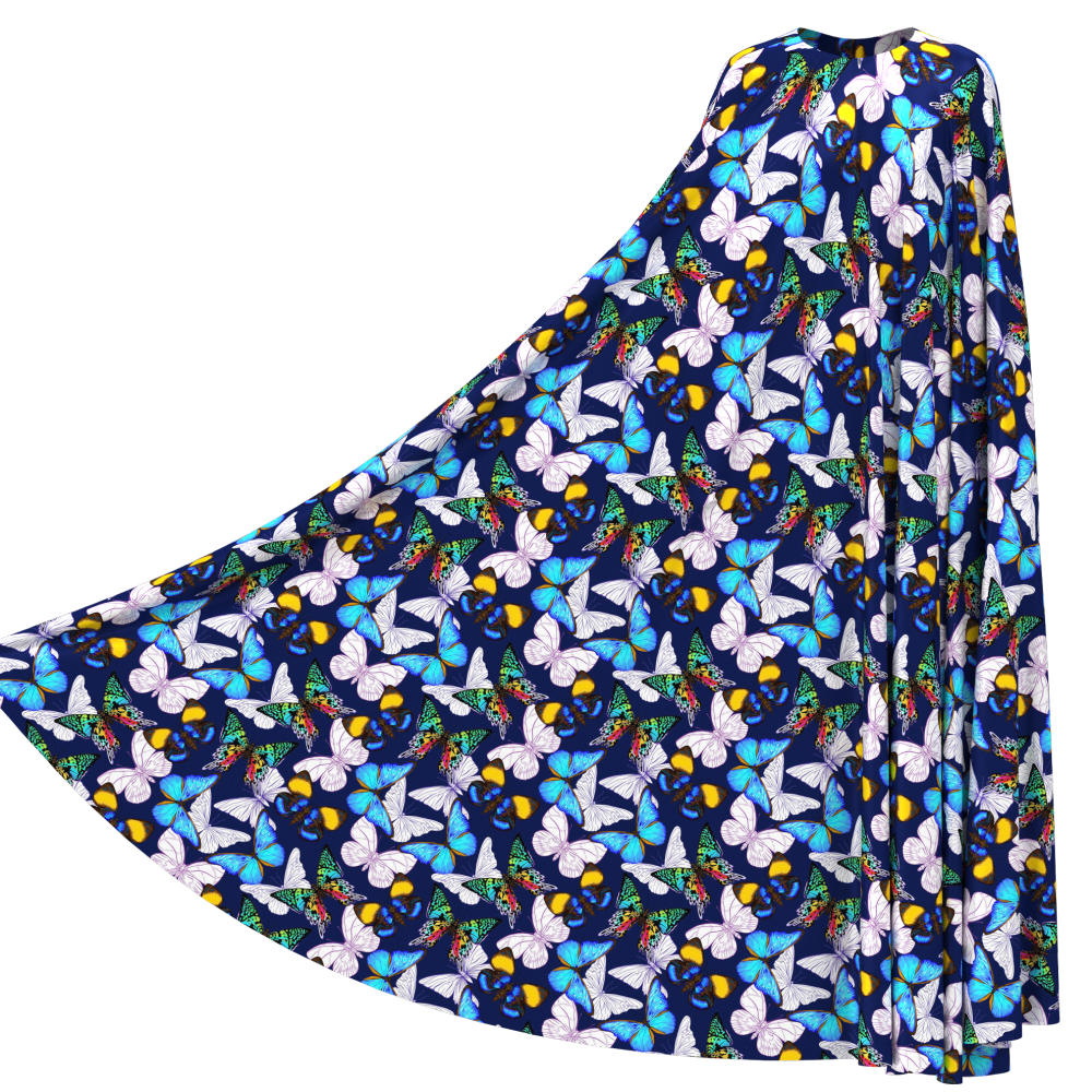 Butterfly Print 100% Mulberry Silk Satin Pattern #06