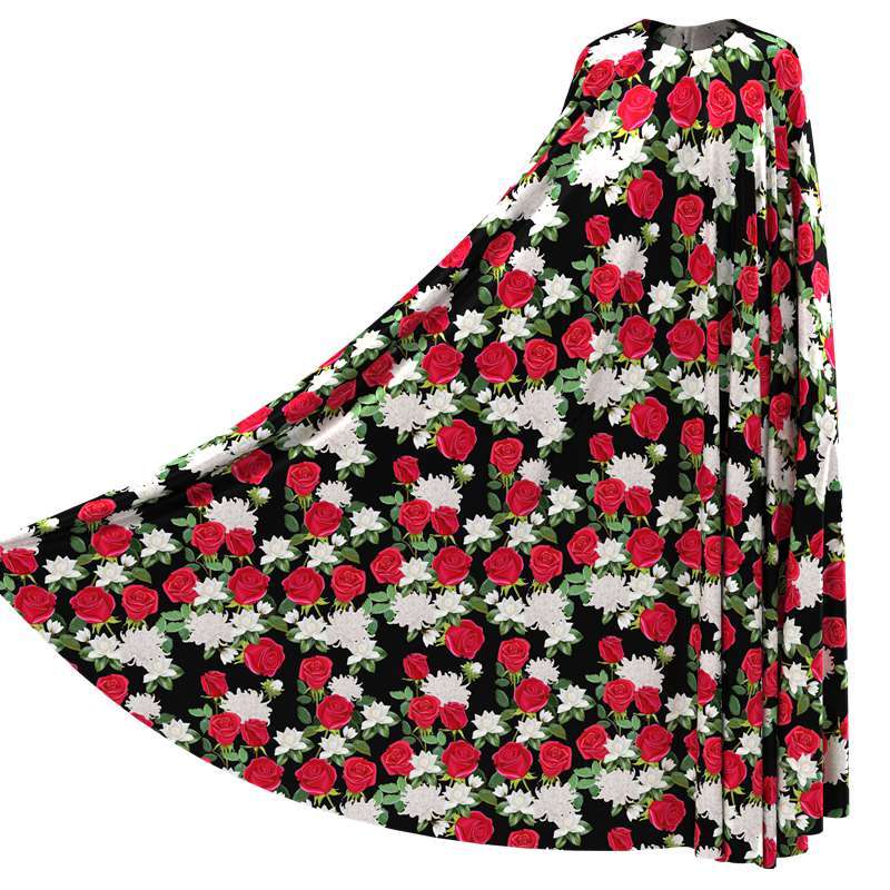 Red Rose Print 100% Mulberry Silk Satin pattern #08