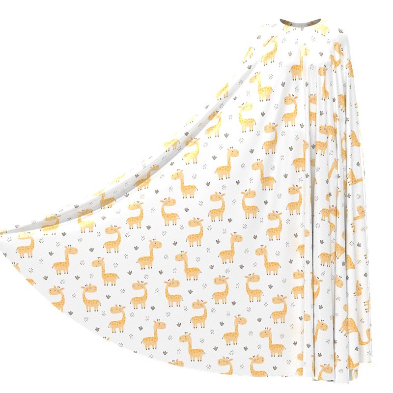 Deer Print 100% Mulberry Silk Satin Fabric Cartoon Pattern