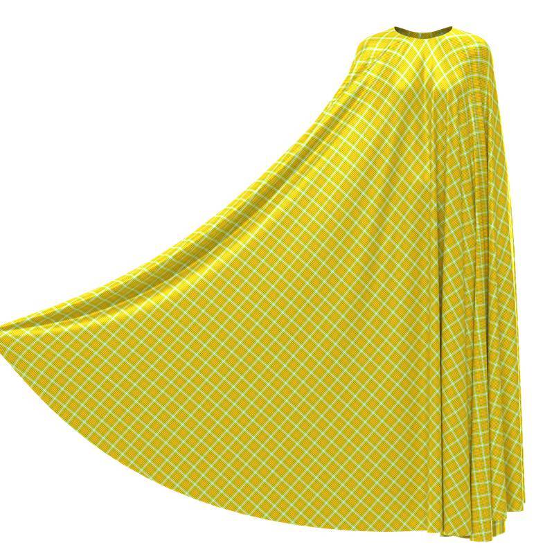 Yellow Plaid Print 100% Mulberry Silk Satin Pattern #02