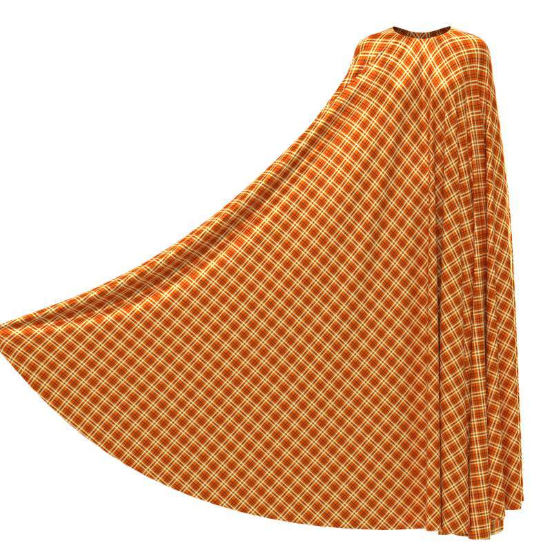 Orange Plaid Print 100% Mulberry Silk Satin Pattern #04