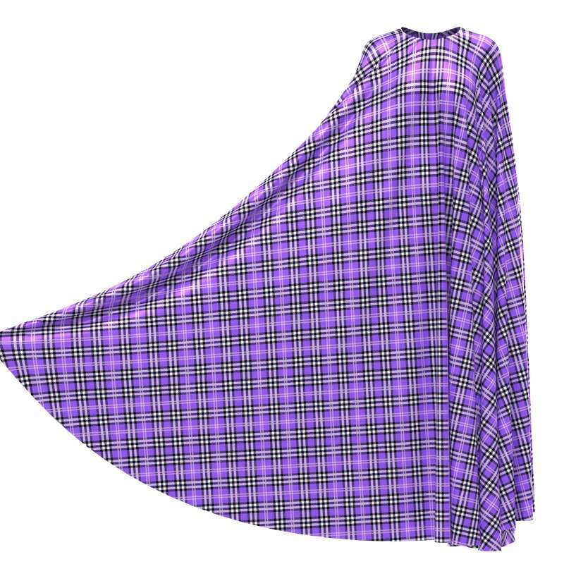 Purple Black Plaid Print 100% Mulberry Silk Satin Pattern #08