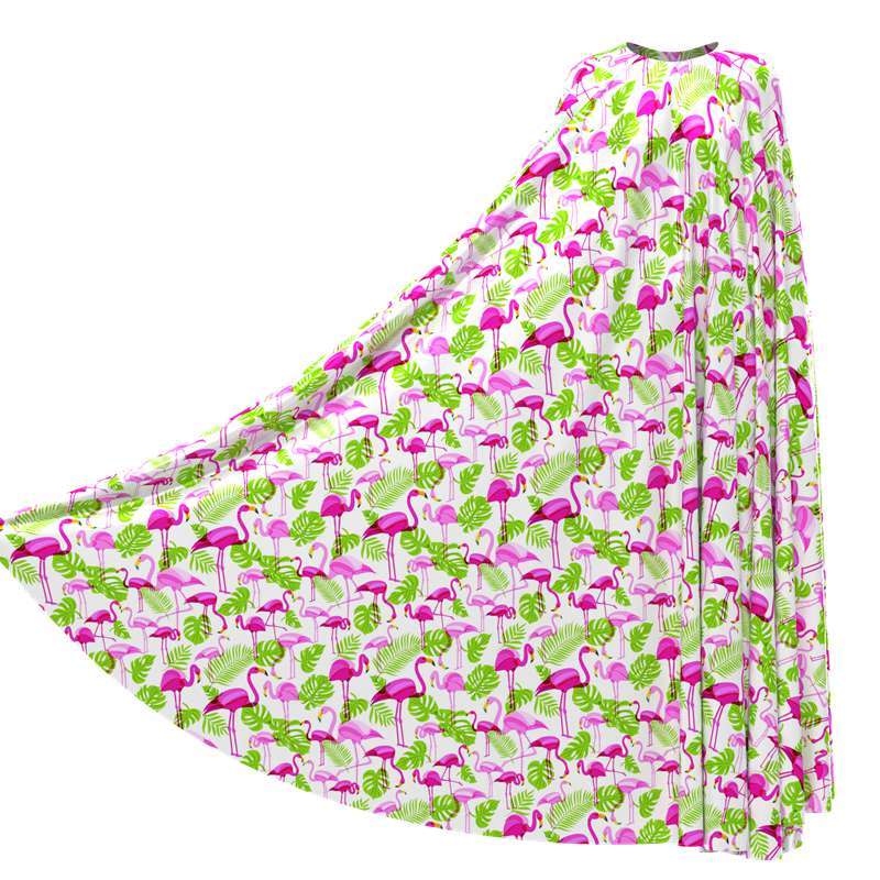 Flamingo Print 100% Mulberry Silk Satin Fabric Pattern #07