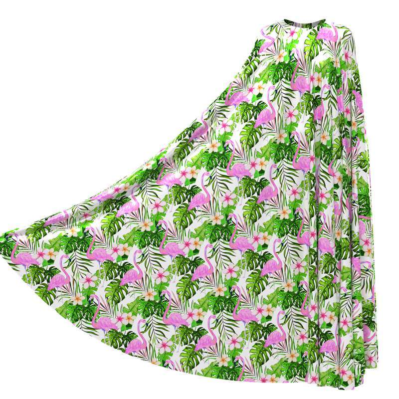 Flamingo Print 100% Mulberry Silk Satin Fabric Pattern #02