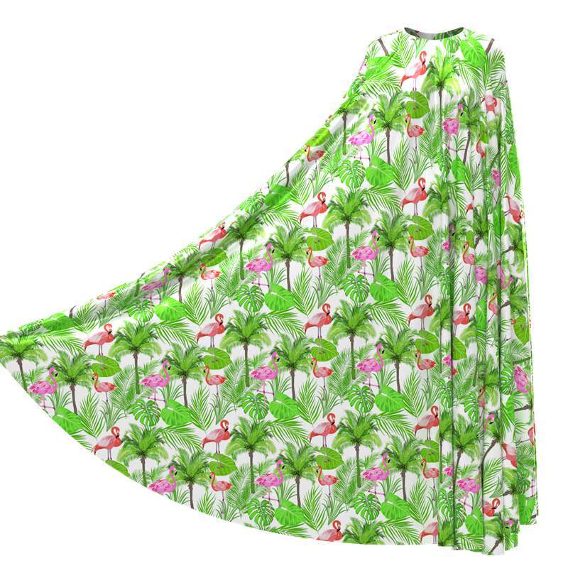 Flamingo Print 100% Mulberry Silk Satin Fabric Pattern #03