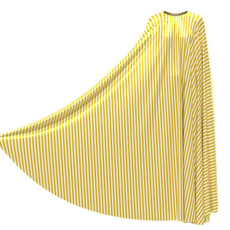 Gold White Stripe Print 100% Mulberry Silk Satin Fabric Pattern #08