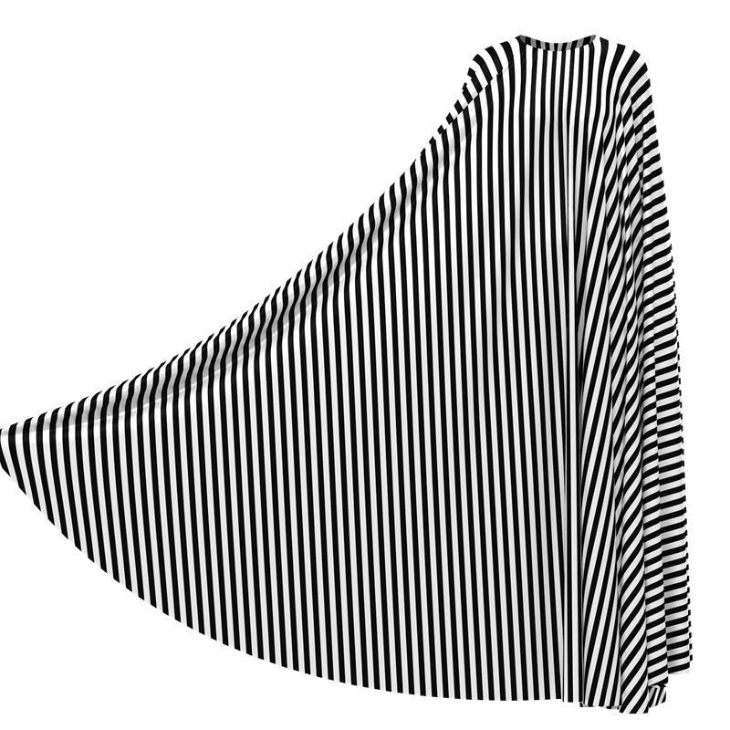 Black White Stripe Print 100% Mulberry Silk Satin Fabric Pattern #04