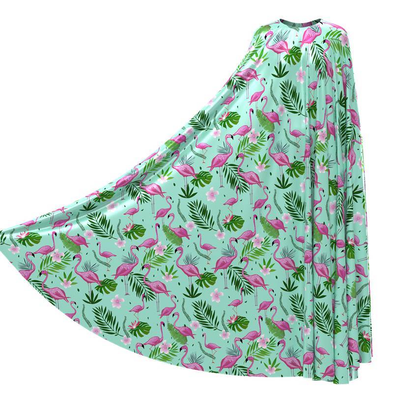 Flamingo Print 100% Mulberry Silk Satin Fabric Pattern #06