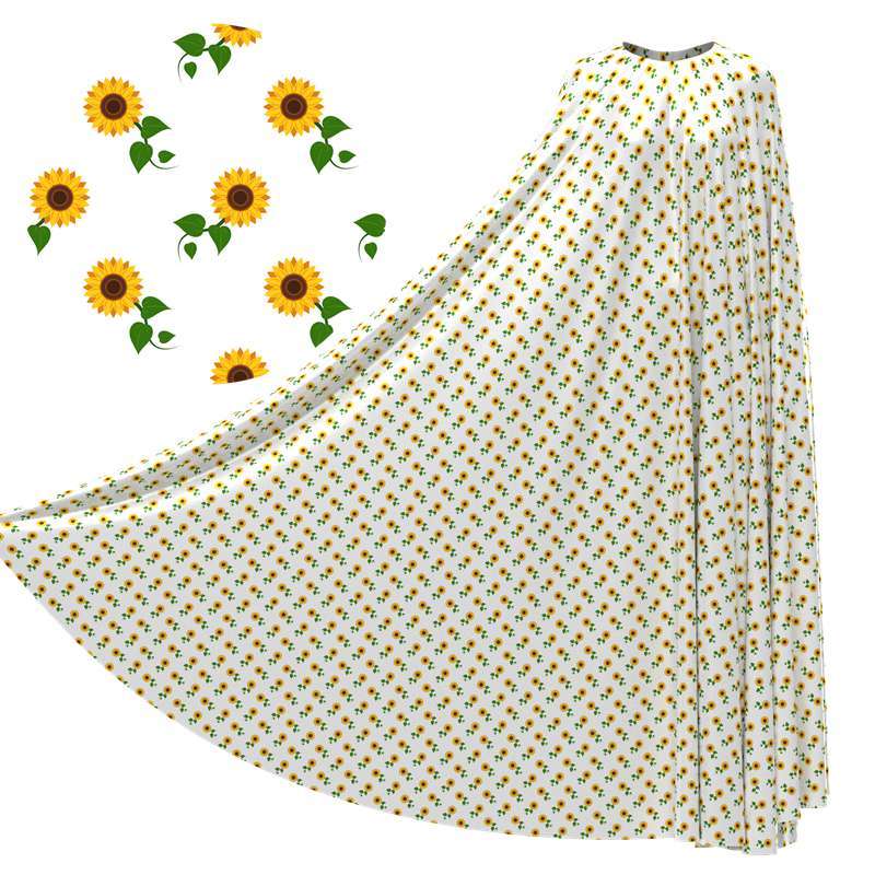 Orange Little Flowers Print Silk Charmeuse Fabric Pattern #01