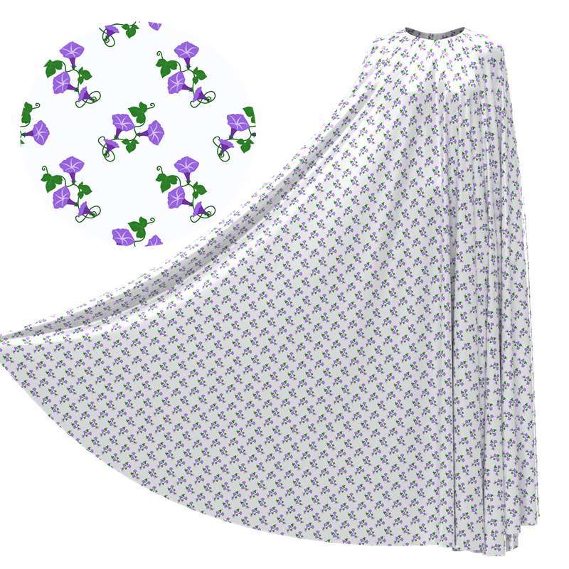 Purple Little Flowers Print Silk Charmeuse Fabric Pattern #03