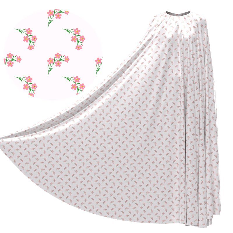 Pink Little Flowers Print Silk Charmeuse Fabric Pattern #04