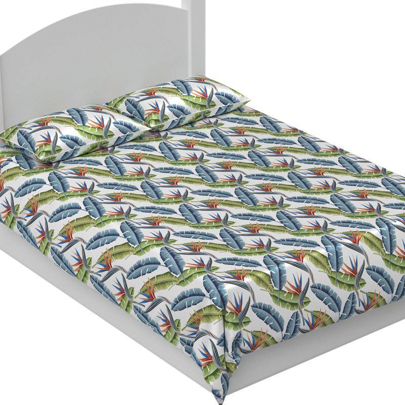 Palm leaf Print 30mm 100% Mulberry Silk Sheets Set Pattern #04