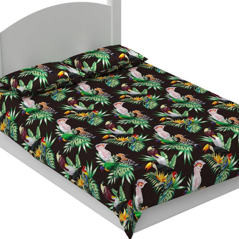 Palm leaf Print 30mm 100% Mulberry Silk Sheets Set Pattern #03