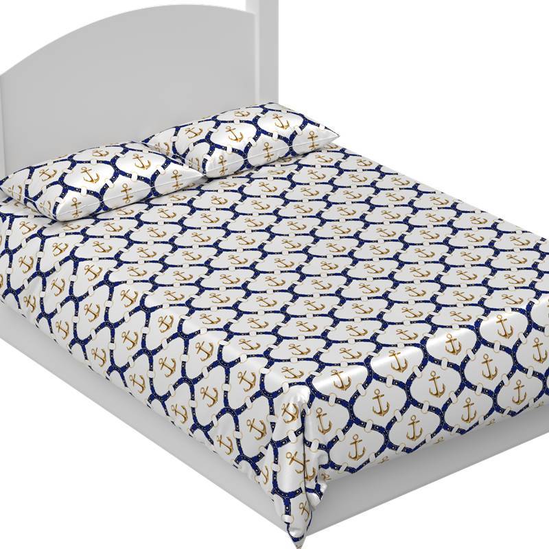 Gold Chain Print 40mm Silk Fitted Sheets Set Pattern #04