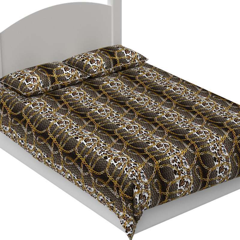 Gold Chain Print 40mm Silk Duvet Cover Set Pattern #01