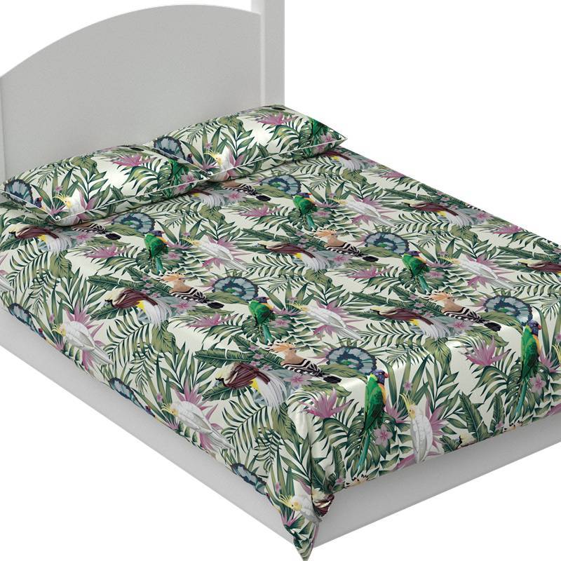 Palm leaf Print 30mm 100% Mulberry Silk Sheets Set Pattern #06