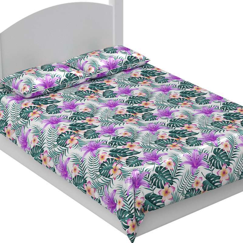 Palm leaf Print 30mm 100% Mulberry Silk Sheets Set Pattern #05