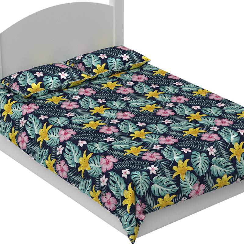Palm leaf Print 30mm 100% Mulberry Silk Sheets Set Pattern #07