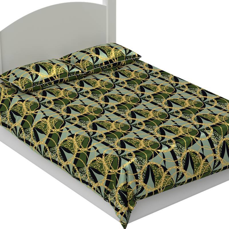 Gold Chain Print 40mm Silk Fitted Sheets Set Pattern #06