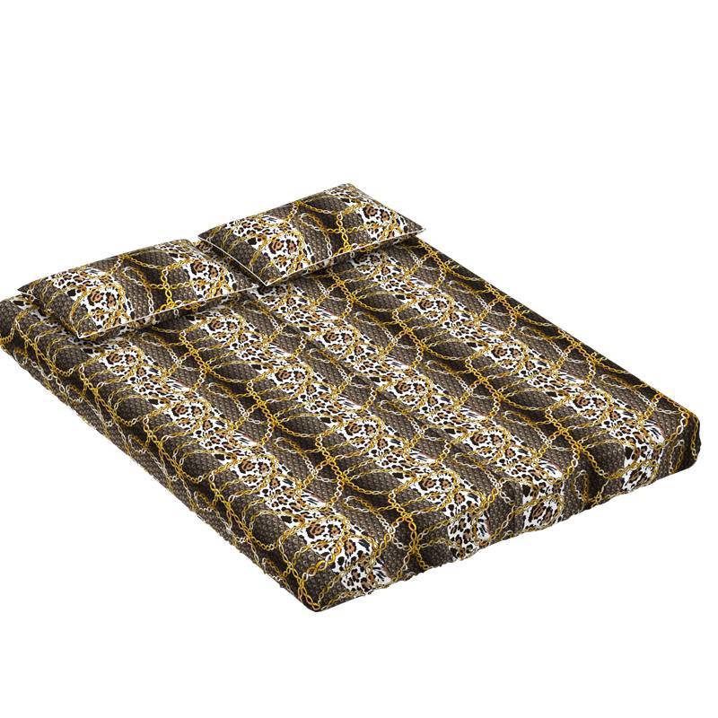 Gold Chain Print 40mm Silk Fitted Sheets Set Pattern #01