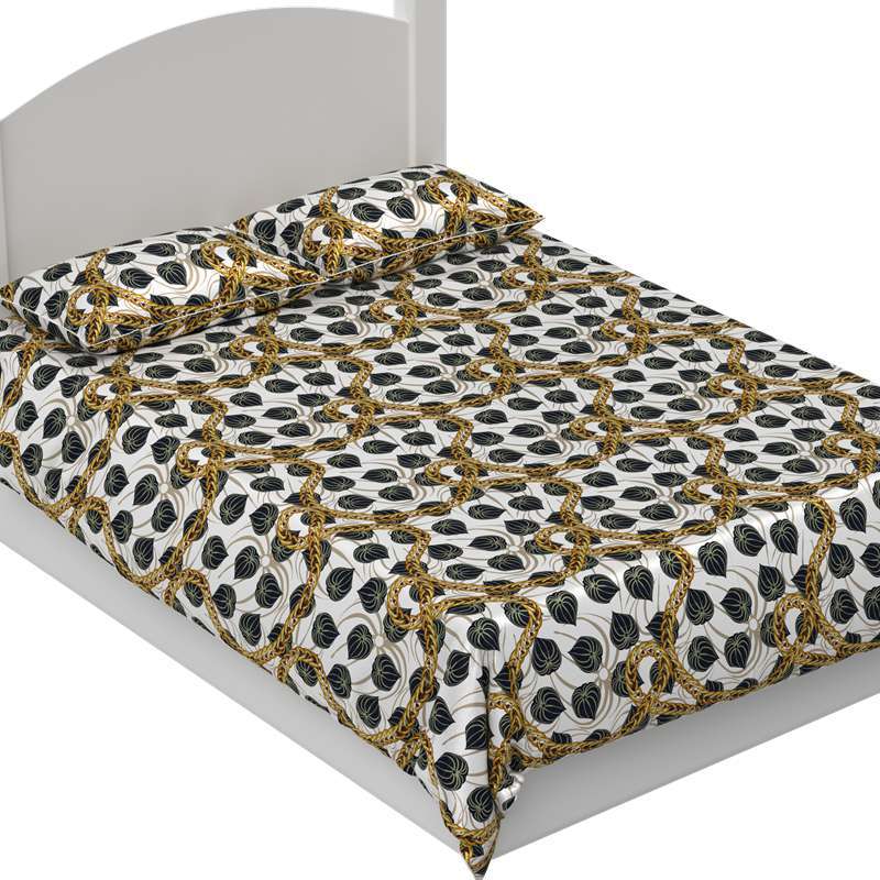 Gold Chain Print 30mm 100% Silk Duvet Cover Set Pattern #07