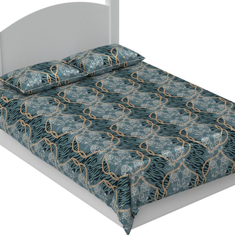 Gold Chain Print 30mm 100% Silk Duvet Cover Set Pattern #08