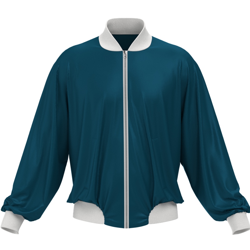 Blue silk bomber on sale jacket