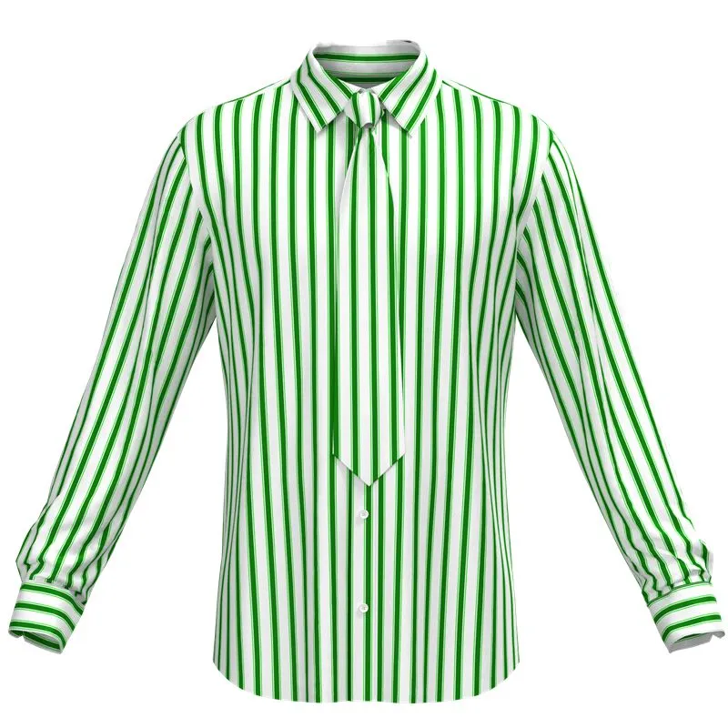 Men's 100 Silk Green Striped Dress Shirt Long Sleeve — free download