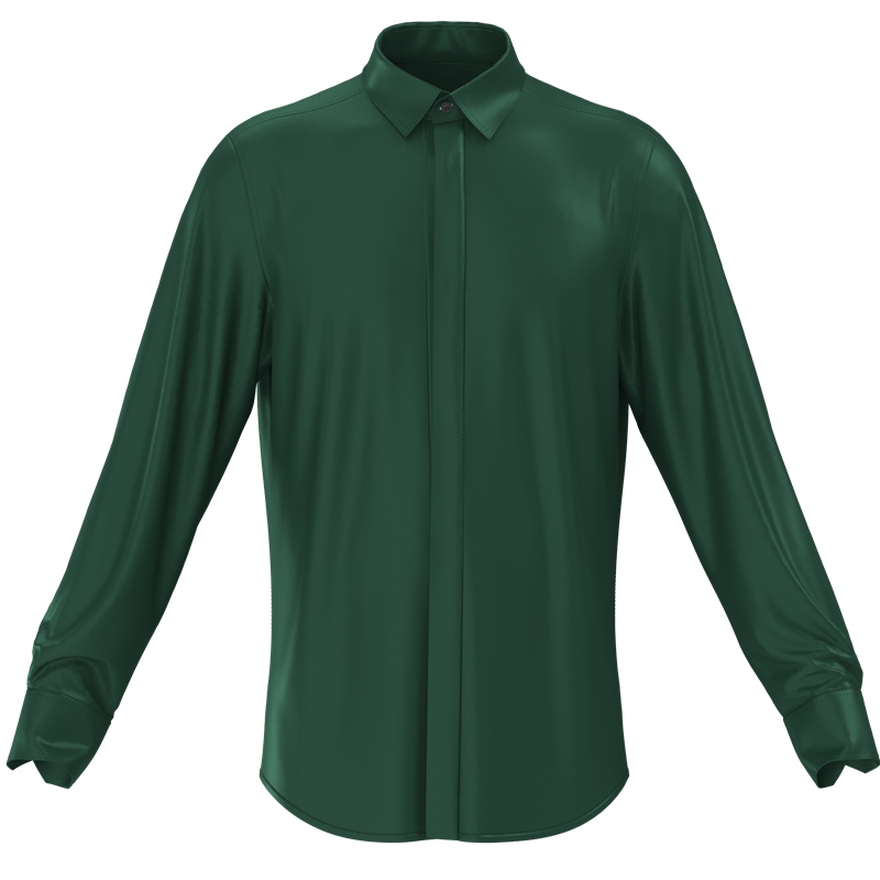 Men's 100% Silk Hidden Button Down Collar Dress Shirt Long Sleeve