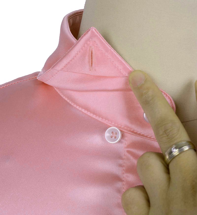 Men's 100% Silk Hidden Button Down Collar Dress Shirt Long Sleeve