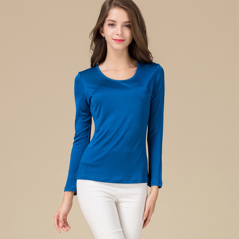 Women's 100% Silk Knitted Long Sleeve Undershirt