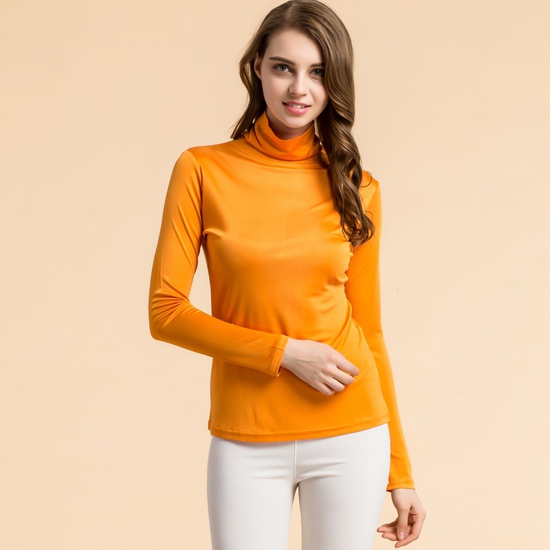 Women's 100%  Silk Knitted Turtle Neck Shirt
